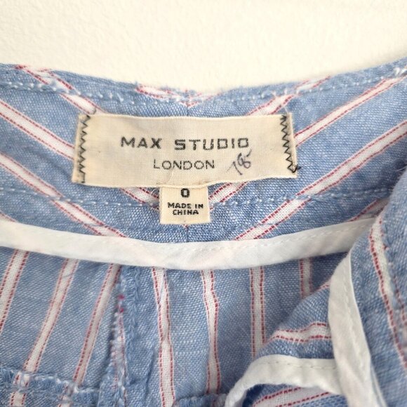 Max Studio London Coastal Linen Blend Striped Wide Leg Pants - Picture 6 of 9